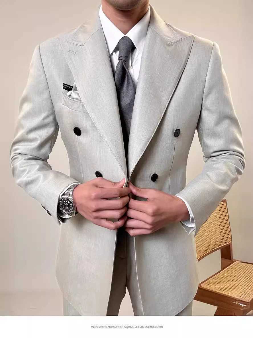 High Quality Slim Fit Mens Suit Set Slim Fit Luxury Wedding Tuxedos Fashion Mens Blazer Pants 2 Pieces Business Suits Sets X250704