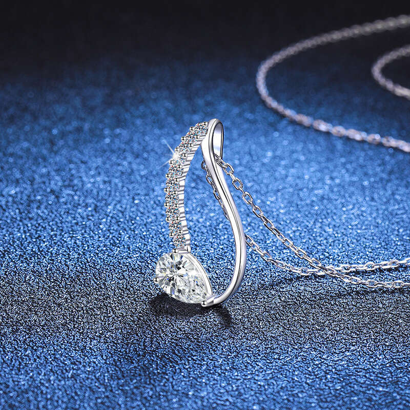 S925 Pure S925ier for Women High-end Irregular Water Drop Pendant 1 caratS925 D Color MoiS925S925anite Necklace 86d