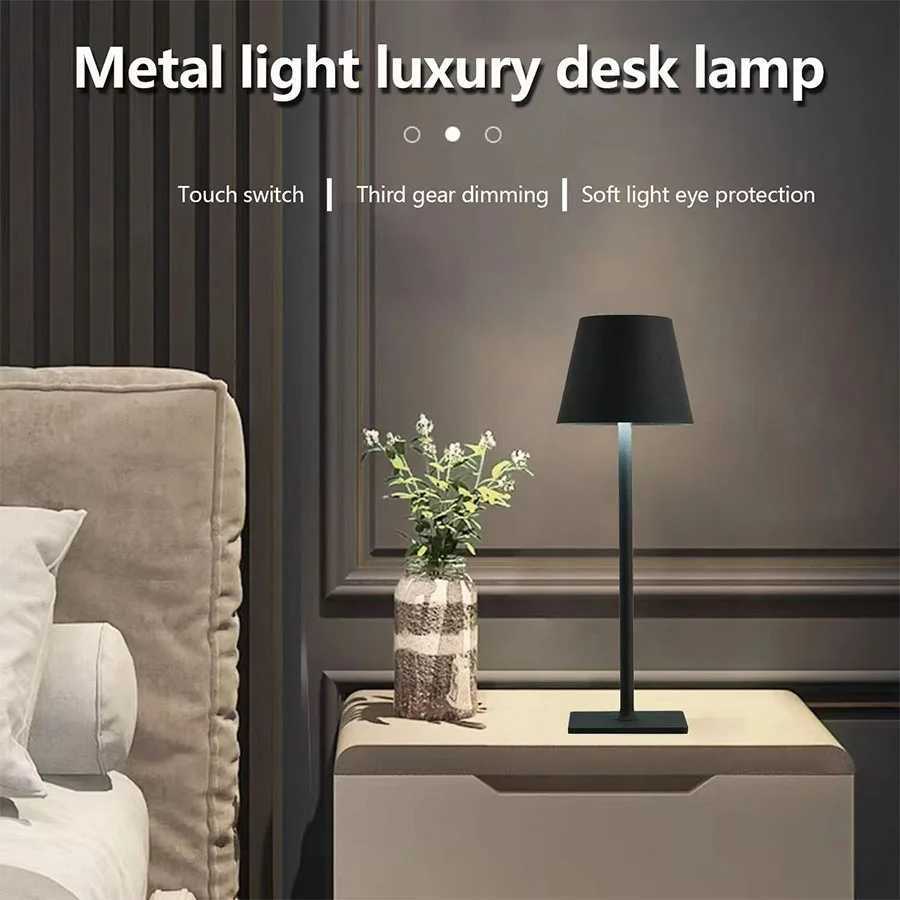 Rechargeable Table Lamp Touch Sensor LED Desktop Night Light Wireless Reading Lamp for Restaurant Hotel Bar Bedroom Decor LightsXJ250703