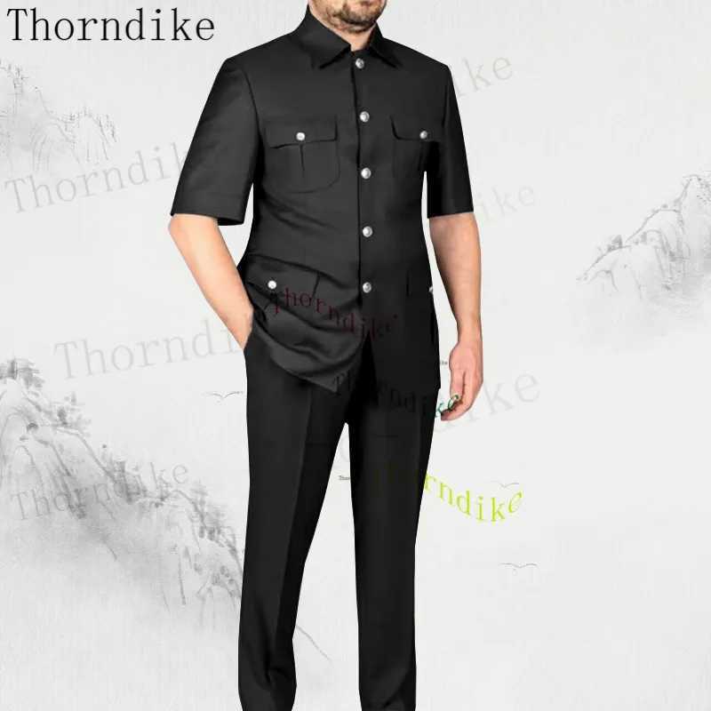 Thorndike Tailor-Made Men Suit 2 Pieces Classic Dark Gray Wedding Suit For Men 2023 Slim Fit Groom Tuxedos Costume Mariage Homme X250704