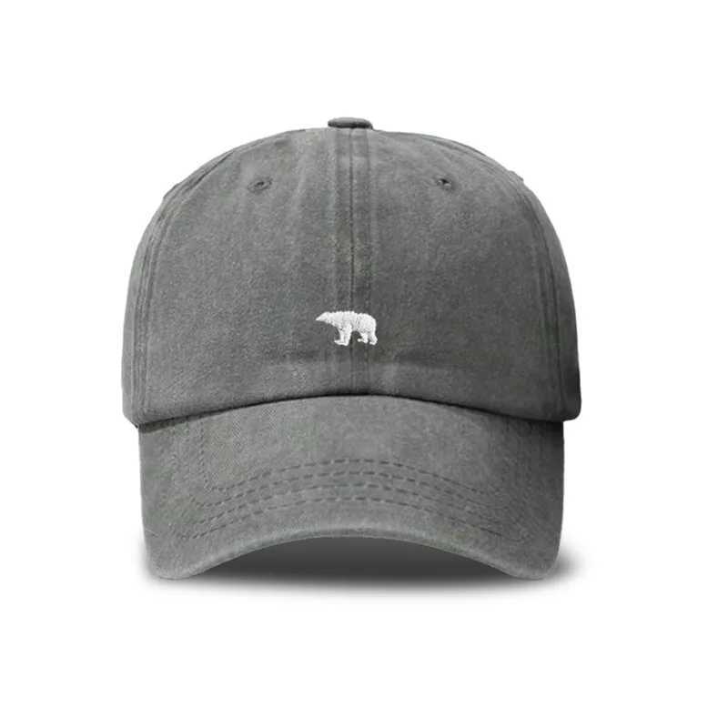 Summer Baseball Cap - Vintage Washed Polar Bear Print Korean Style Sun Hat for Students Breathable Adjustable Trendy Snapback X250704