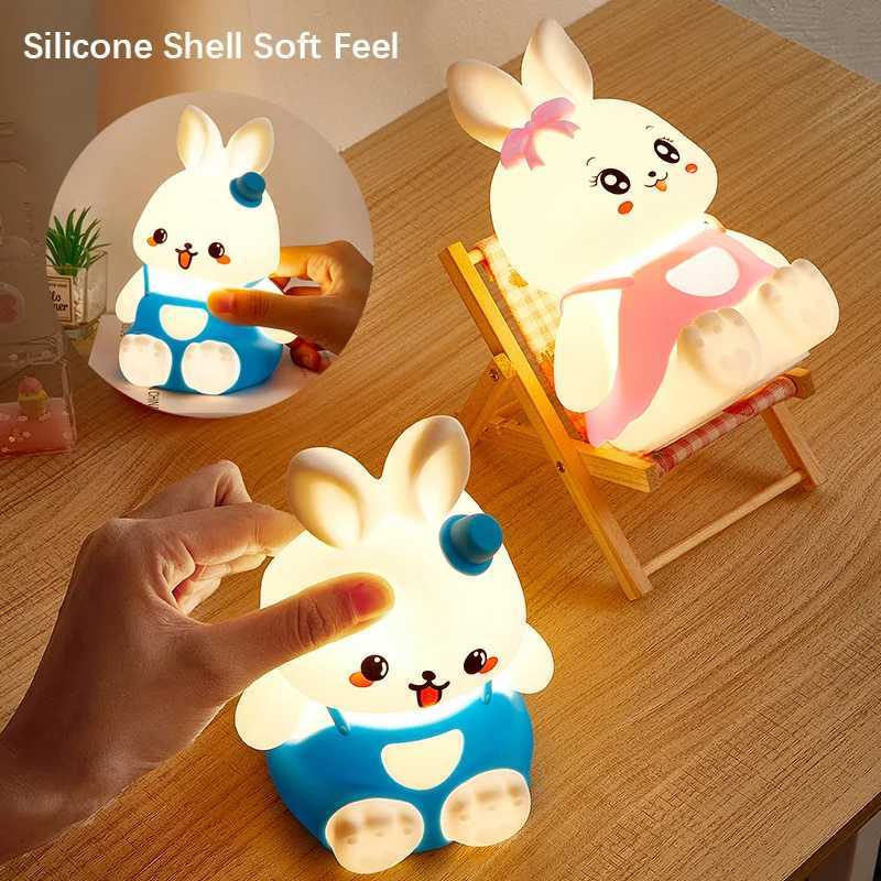 5 Color Changing LED Silicone Rabbit Night Light with Battery for Cute Kids Nursery Children Baby Camping Home Decor XJ250703
