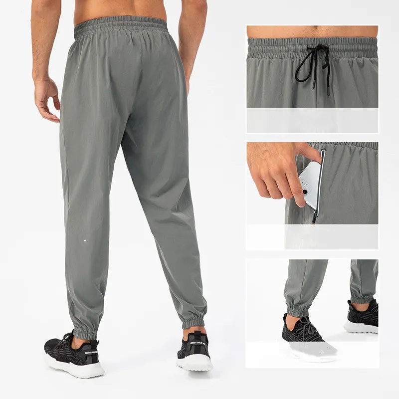 Men Jogger Long Pants Sport Yoga Outfit Cycling Drawstring Gym Pockets Sweatpants Trousers Men's Casual Elastic Waist fitness 21333