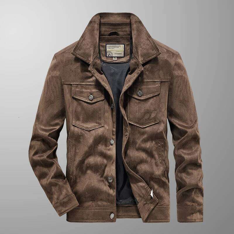 Spring And Autumn Men's Fashion Casual Slim-Fit British Style Outdoor Sports Retro Suede Coat Youth All-Match Cargo Jacket 250704