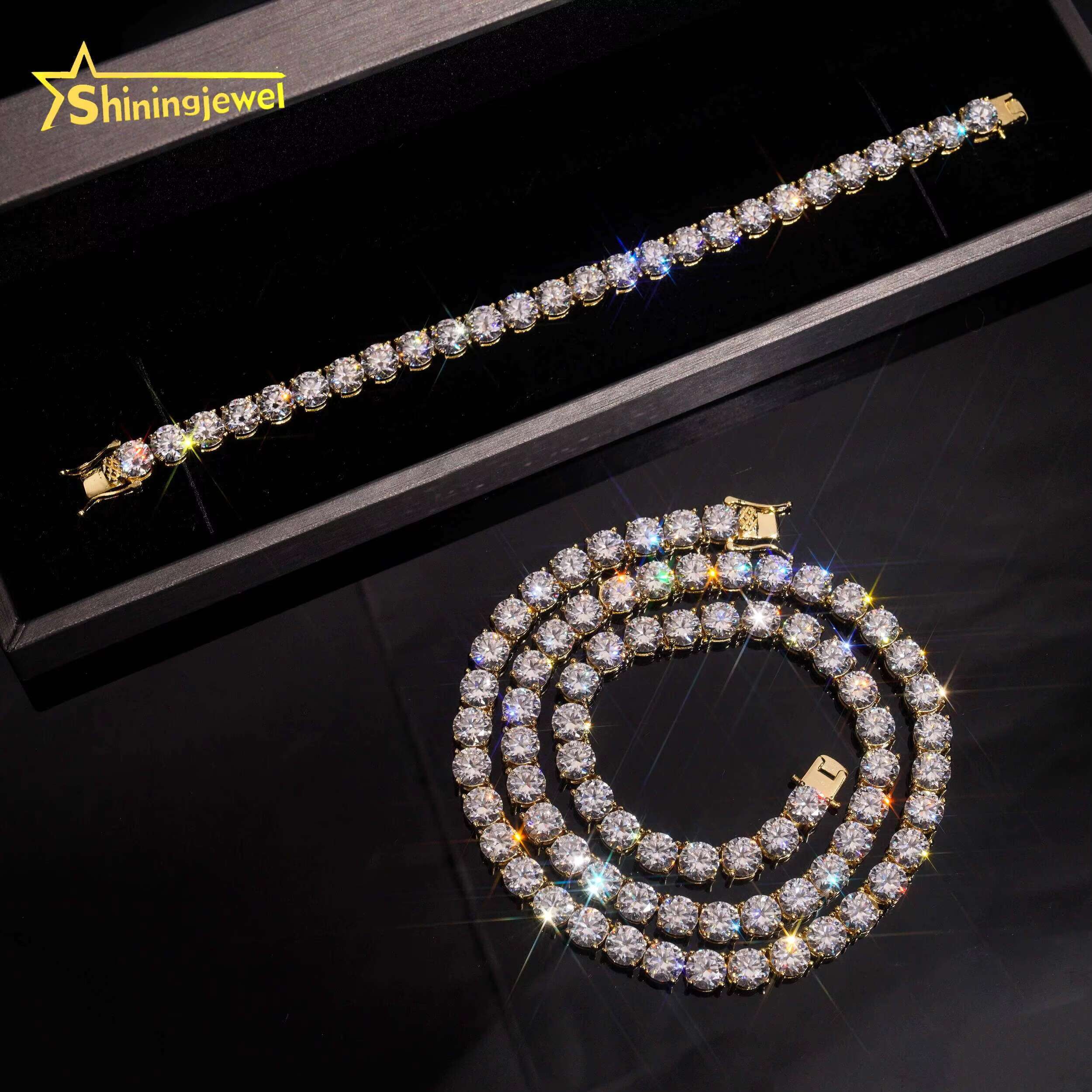 GRA Certificated Men Women 6.5MM Moissanite Tennis Necklace Hip Hop 925 Silver Tennis VVS Moissanite Chains Fine Jewelry