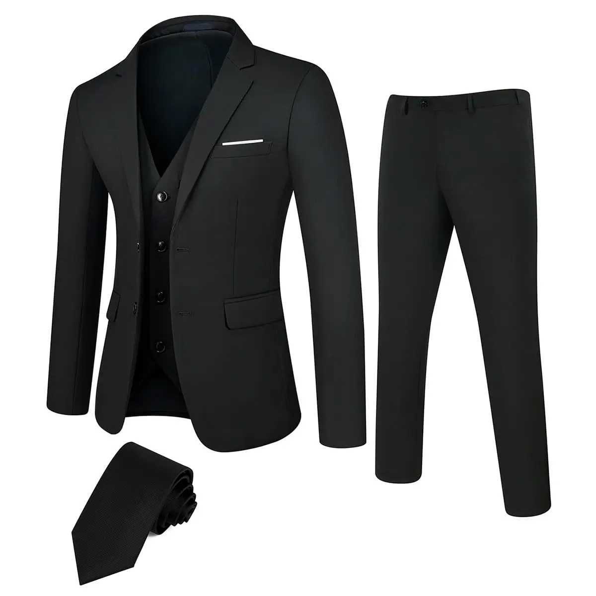 2023 Mens Business Suit Set Groomsmen Regular Fit-Tuxedo Jacket+Trousers Men Suit Set Lapel Formal Stylish Buttons Pockets X250704
