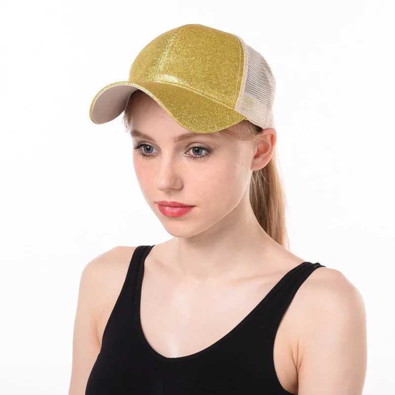 Glitter Ponytail Wens Baseball Cap Wen Snapback Mesh Trucker Caps Fem Summer Bone Black Adjustable Hip Hop Hats/Cap X250704