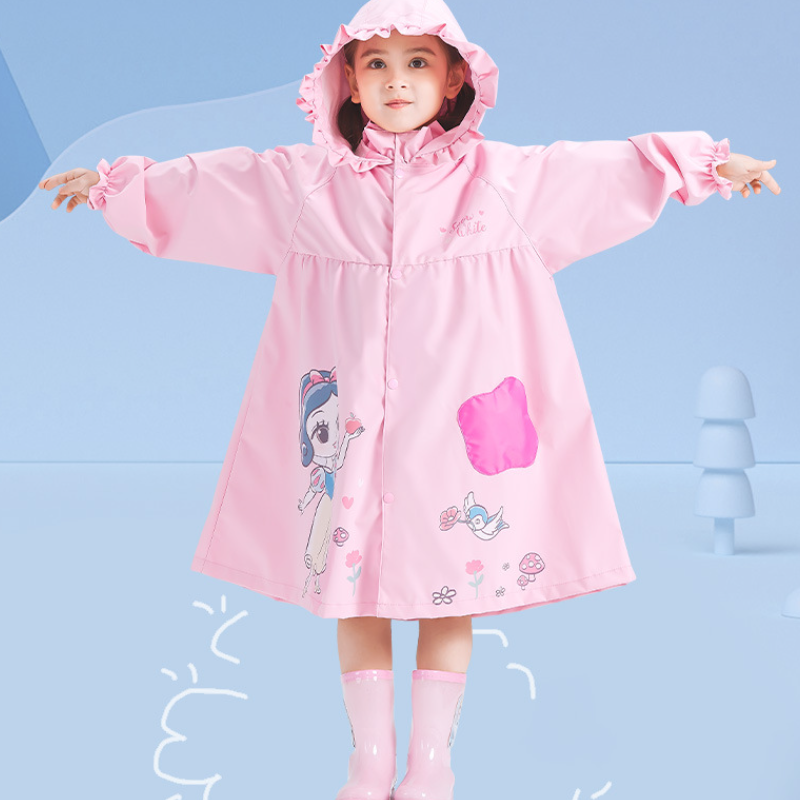 Disney PU girls' raincoat with lace puffy skirt raincoat baby lace design little girl zipper cloth raincoat waterproof quick-drying comfortable s