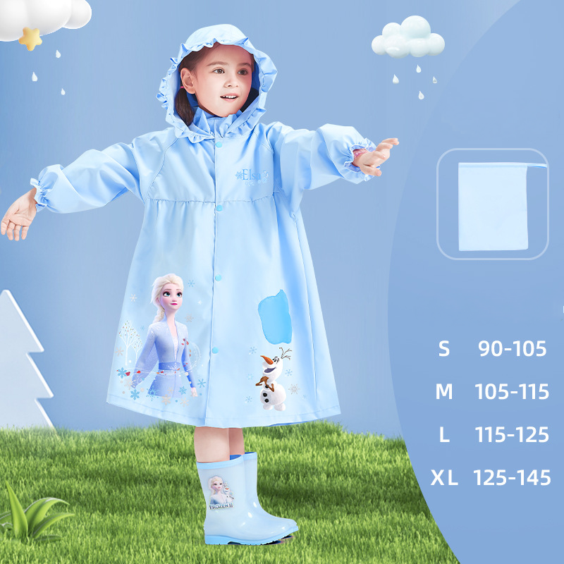 Disney new PU gel children's raincoat lace puffy skirt raincoat princess lace design girl toddler baby princess zipper cloth raincoat waterproof 