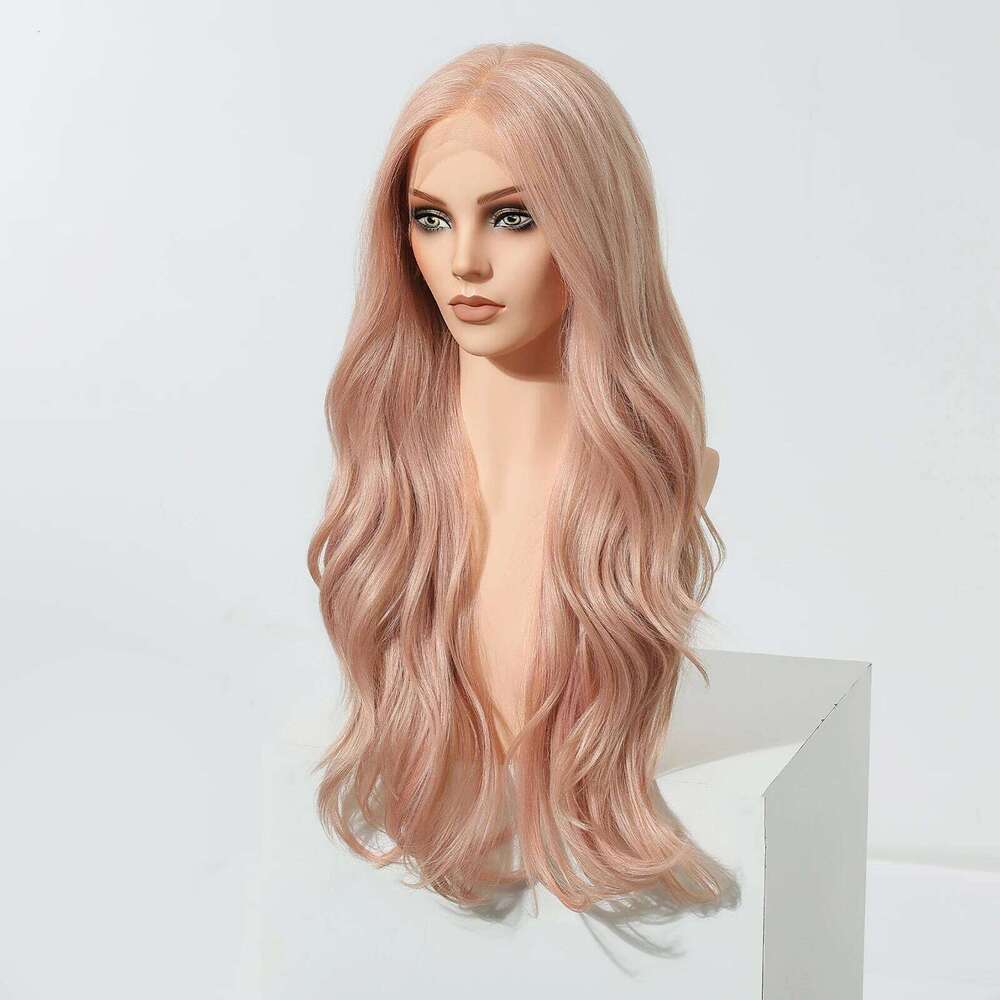 28 inch Long Body Wave Wigs 13*6 HD Transparent Lace Front Synthetic Wig For Women Pink Party Cosplay Fake Hair Natural Hairline