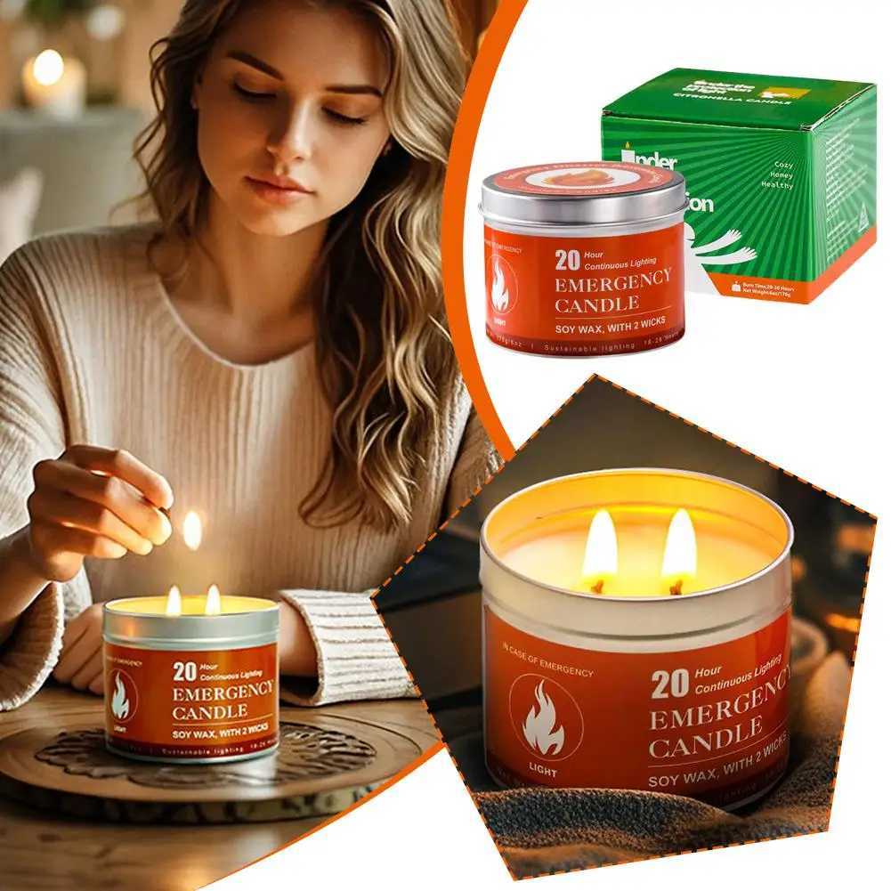 2PCS Double Core Iron Can Emergency Candle Natural Soy Wax Aromatherapy Candle Birthday Party Home Decoration Candle W250704