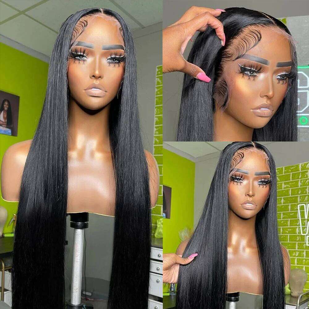 13x4 HD Natural Straight 200% Density Pre Plucked 13x6 Frontal Black Lace Front Wig Human Hair for Women