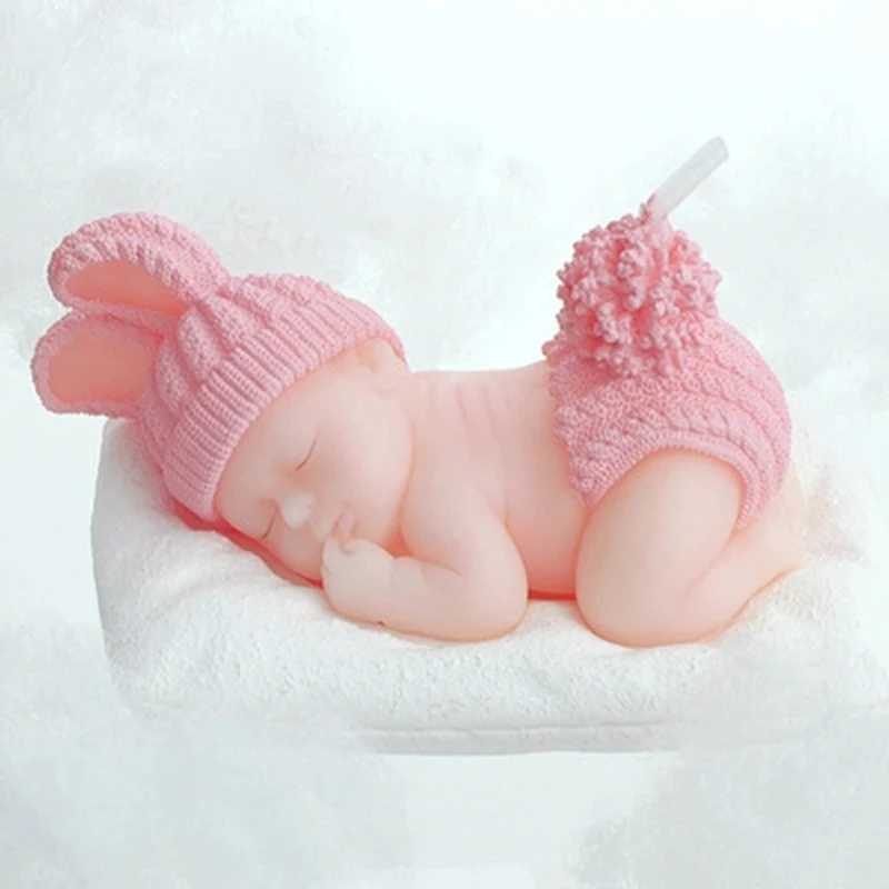 10pcs Childrens Party Candle Baby Shower Favor Gift--Sleep Baby Smokeless Candle Kids Cute Birthday Candle Party Decoration W250704