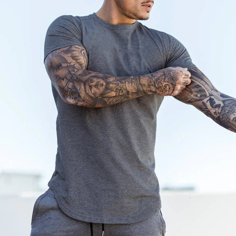 Plain Clothing Fashion T Shirt Men Cotton Breathable Fitness Mens Short Sleeve T-shirt Gym Tshirt Summer Tight Tee Shirt Homme 250704