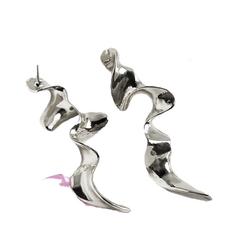 Jewelry Minimalist Geometric Twisted Design Earrings Spiral Liquid Metal Feel