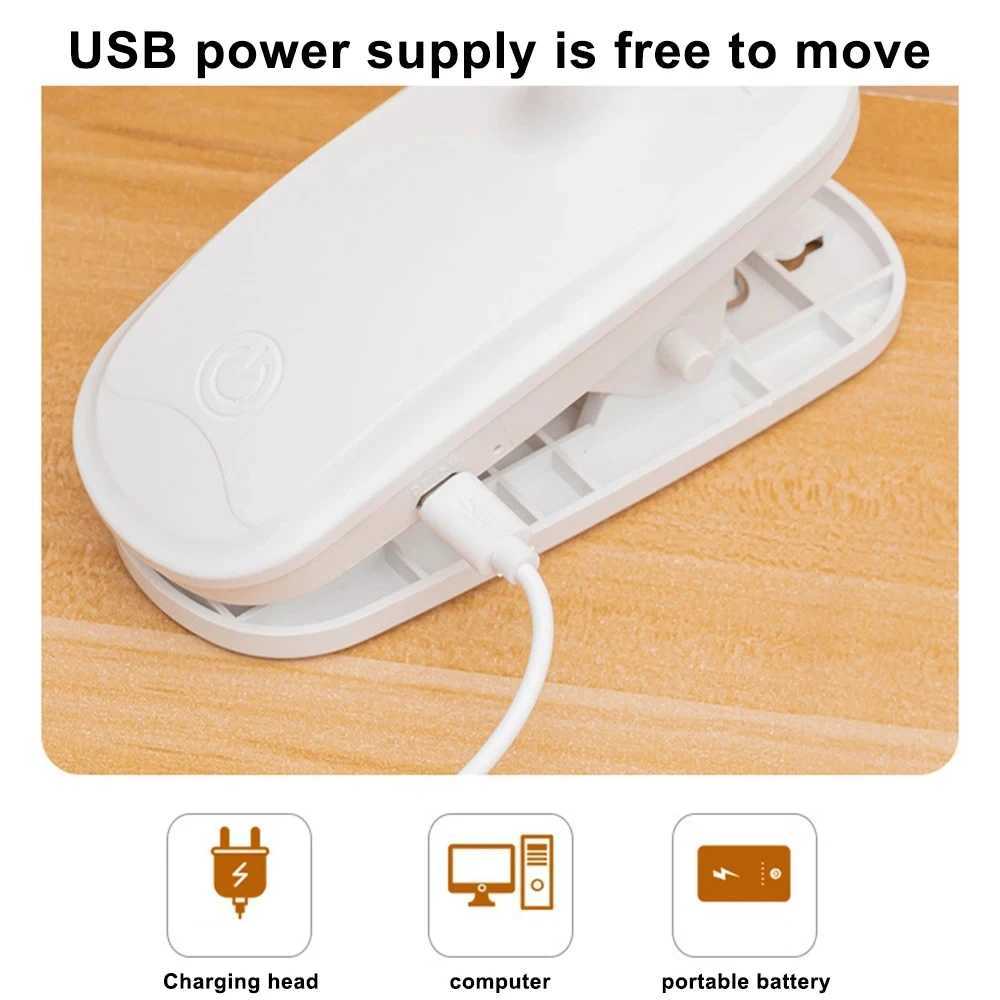 360 Flexible Study Table Lamp with Clip USB Dimmable Night Desk Lamp Bedside Night Light for Bedroom Study Reading Office Work XJ250703