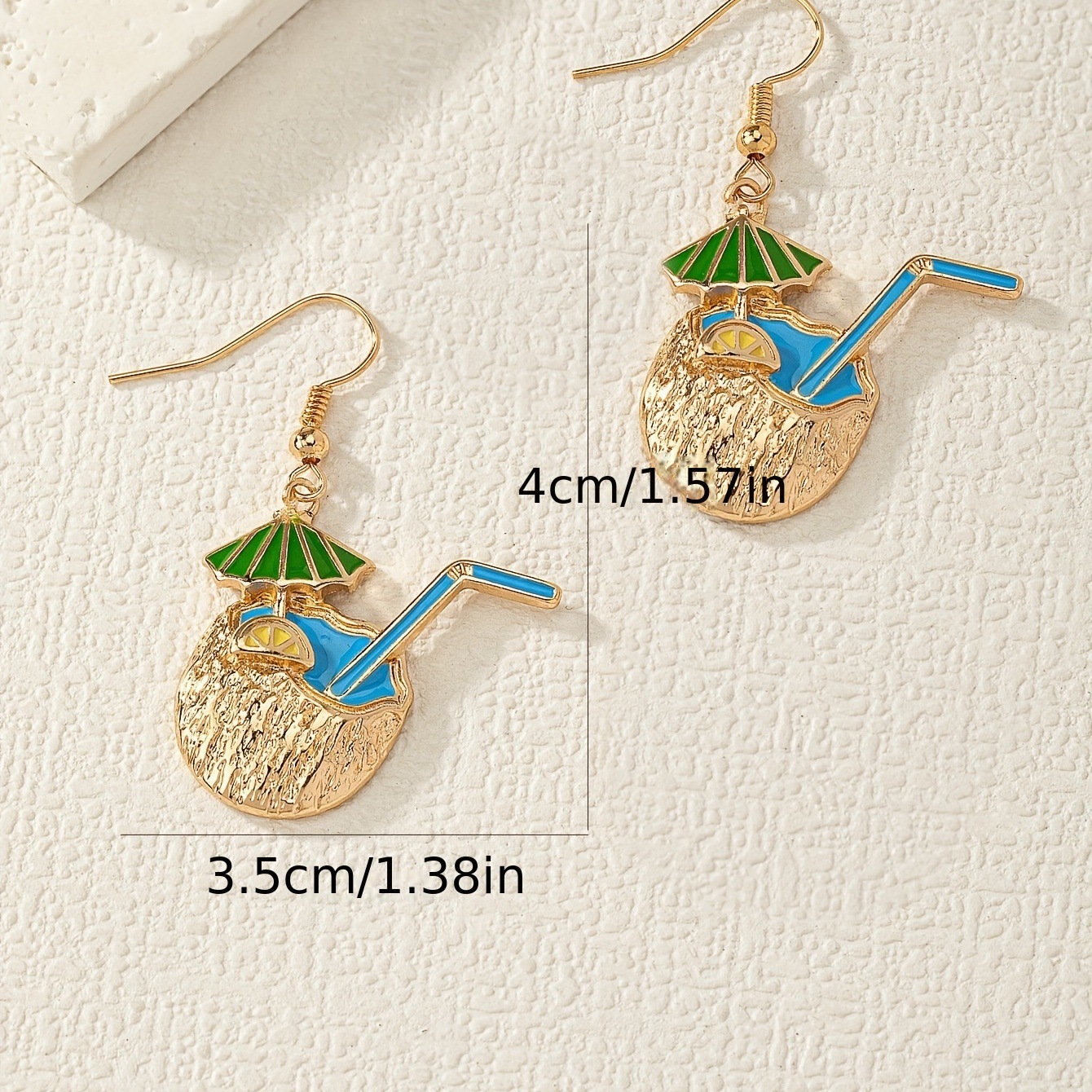 1 Pair Coconut Drink Pendant Fashion Earrings Summer Vacation Beach Alloy Material Celebration Gift For Friends
