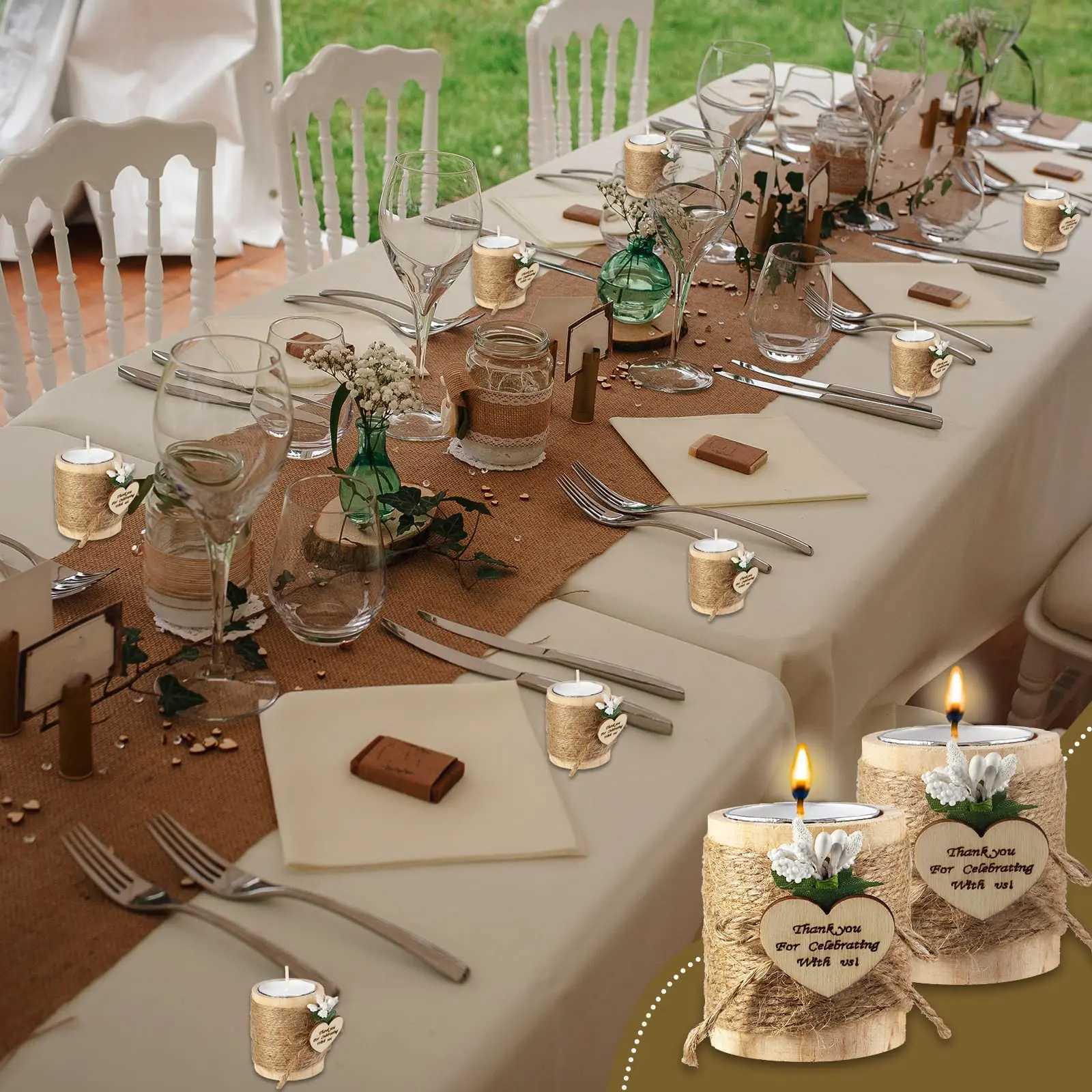 10-50Pcs Wedding Candles Favors for Guests Gift Wood Tealight Candle Holder Bulk Bridal Shower Tealight Holder Thank You Gifts W250704