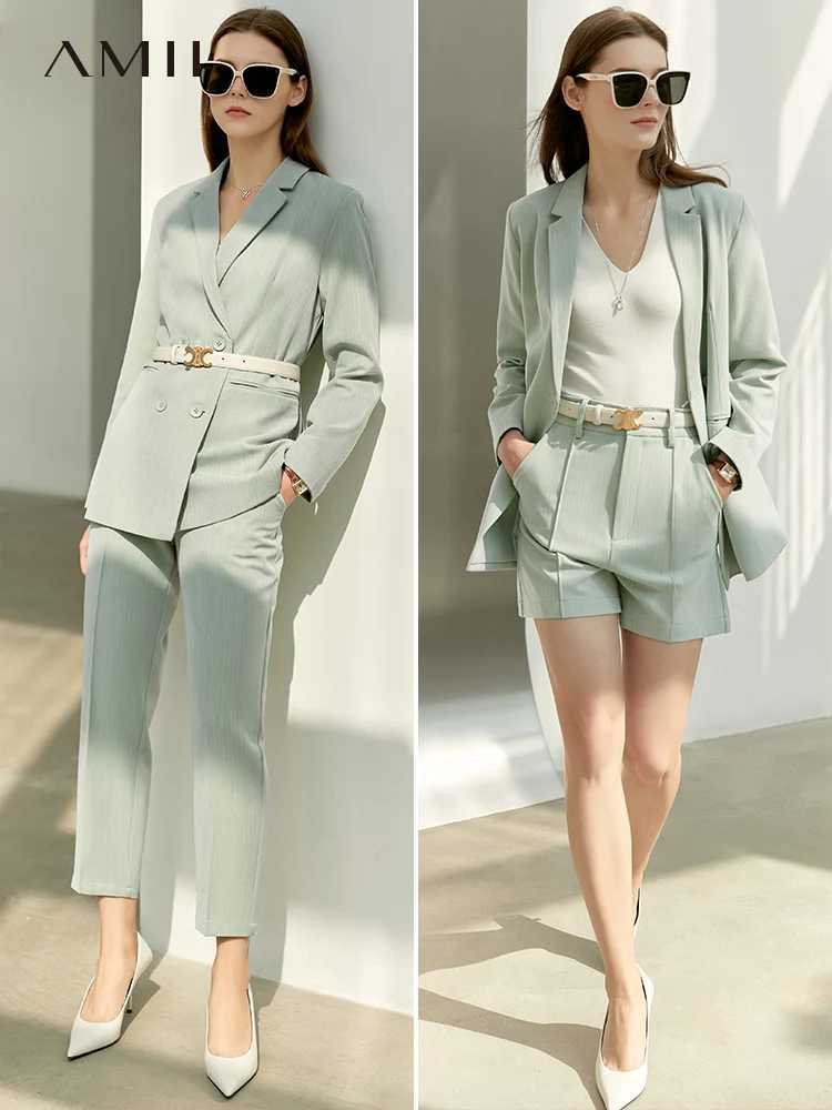 Amii Minimsm Spring Office Lady Blazer Women Jacket Lace V-neck Tank Tops High Waist Pants Separately Female Blazers 12060909 X250704