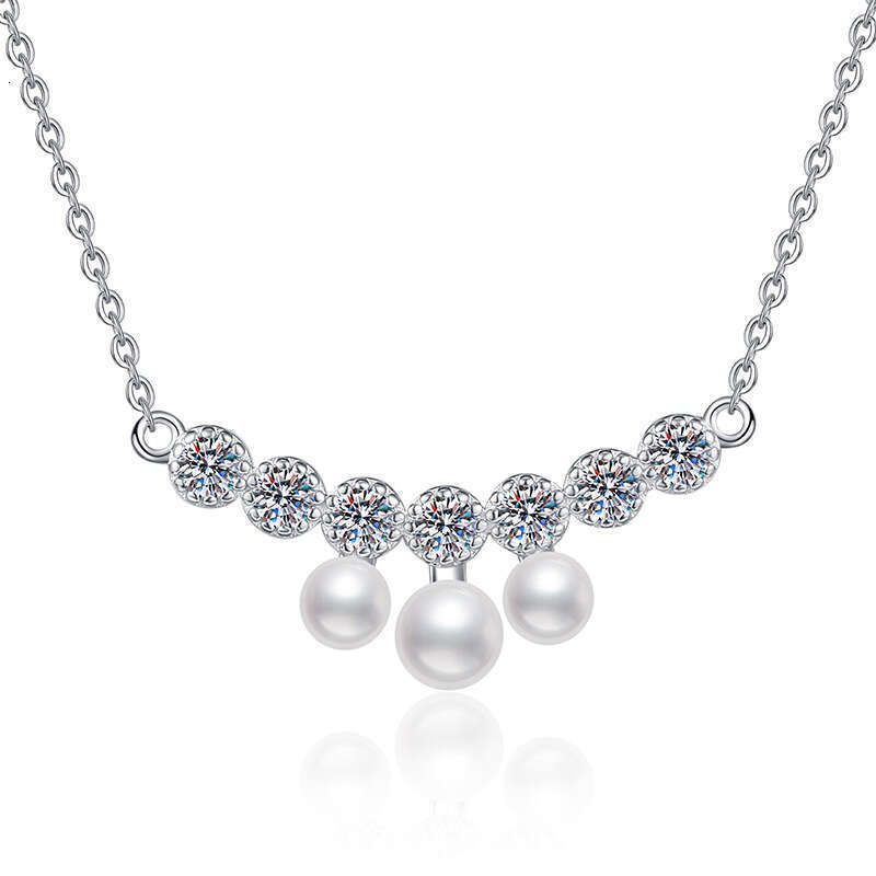 S925 Pure S925ier FreS925hwater Pearl S925mile Collarbone Chain Elegant VerS925atile MoiS925S925anite Necklace for Women eee