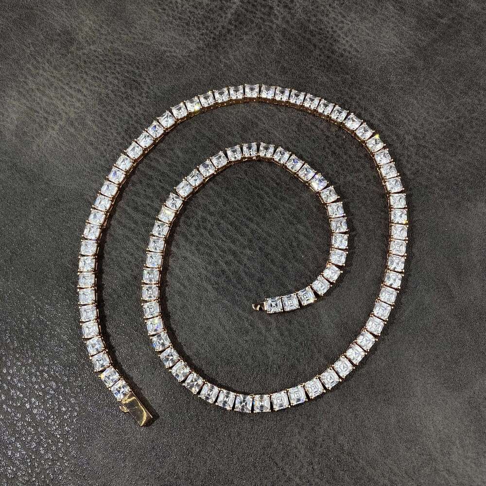 Custom High Quality New Trendy Design HipHop Style Jewelry 4mm 5mm Iced Out Baguette Tennis Necklace Chain for Men