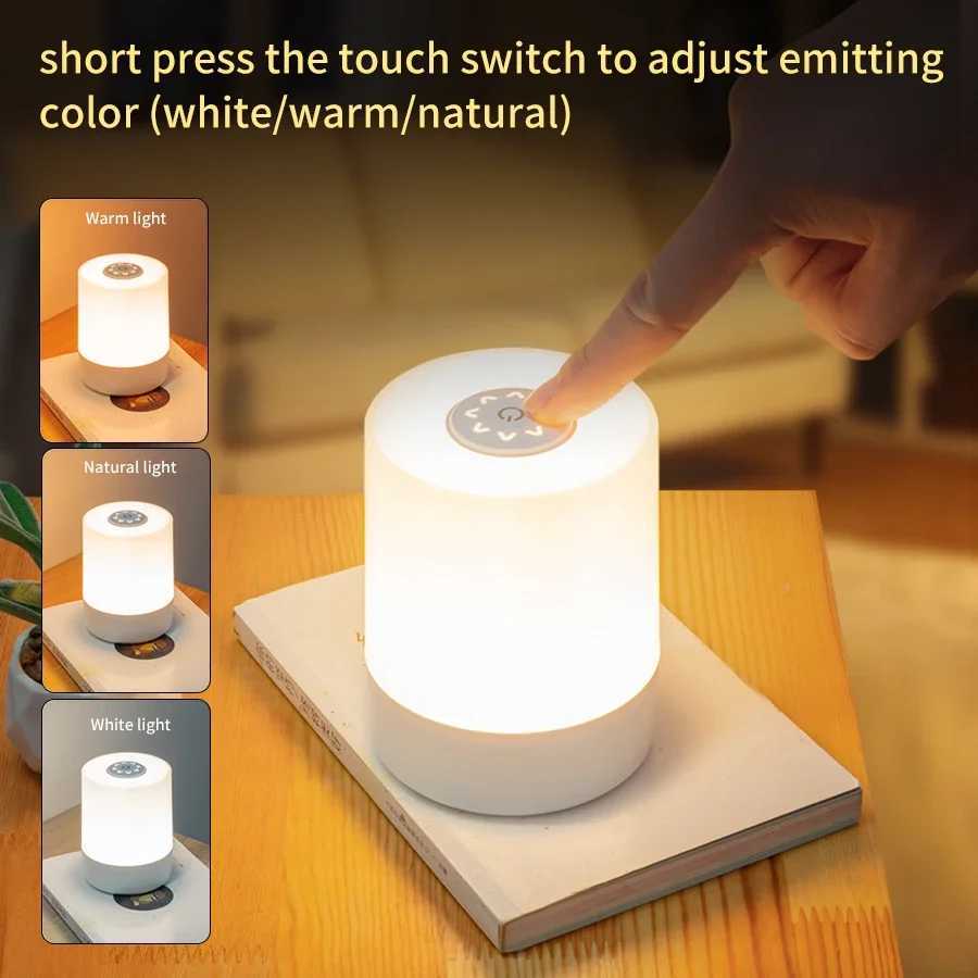 Touch Night Lamp USB LED Lamp Remote Control Switch Rechargeable 3 Colors Dimming Portable Table Bedroom Bedside Night LampXJ250703