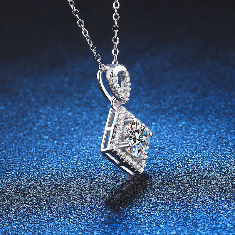 S925 Pure S925ier Pendant for Women Plated PT950 Geometric S925quare Micro Paved Full Dia D Color MoiS925S925anite Necklace 3df