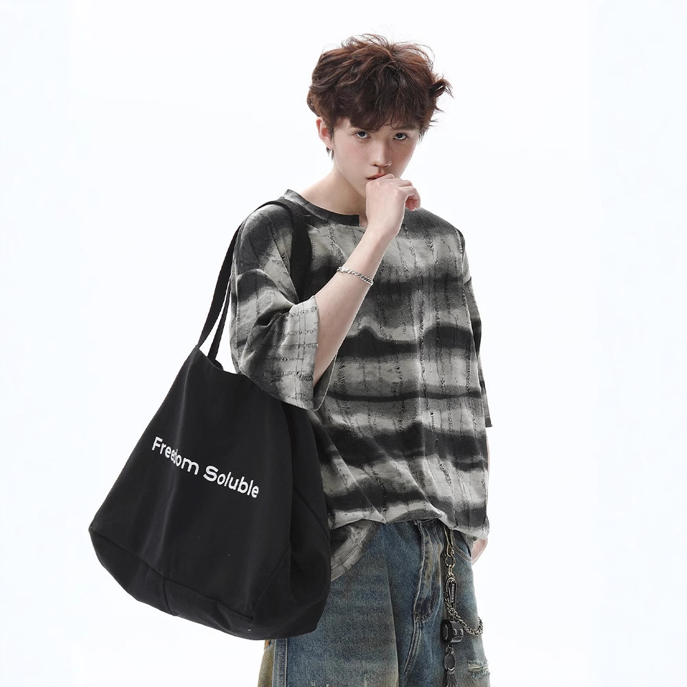 American Heavyweight Striped Short Sleeve T-shirt For Men 2025 New Summer Designer Short Sleeves Retro Trendy Brand Scratched Design Loose Half Sleeve