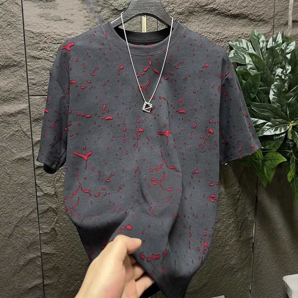 American Style Distressed Short Sleeve T-shirt For Men Designer Short Sleeves 2025 New Summer High-end Cool Loose Half Sleeve Tee For Men