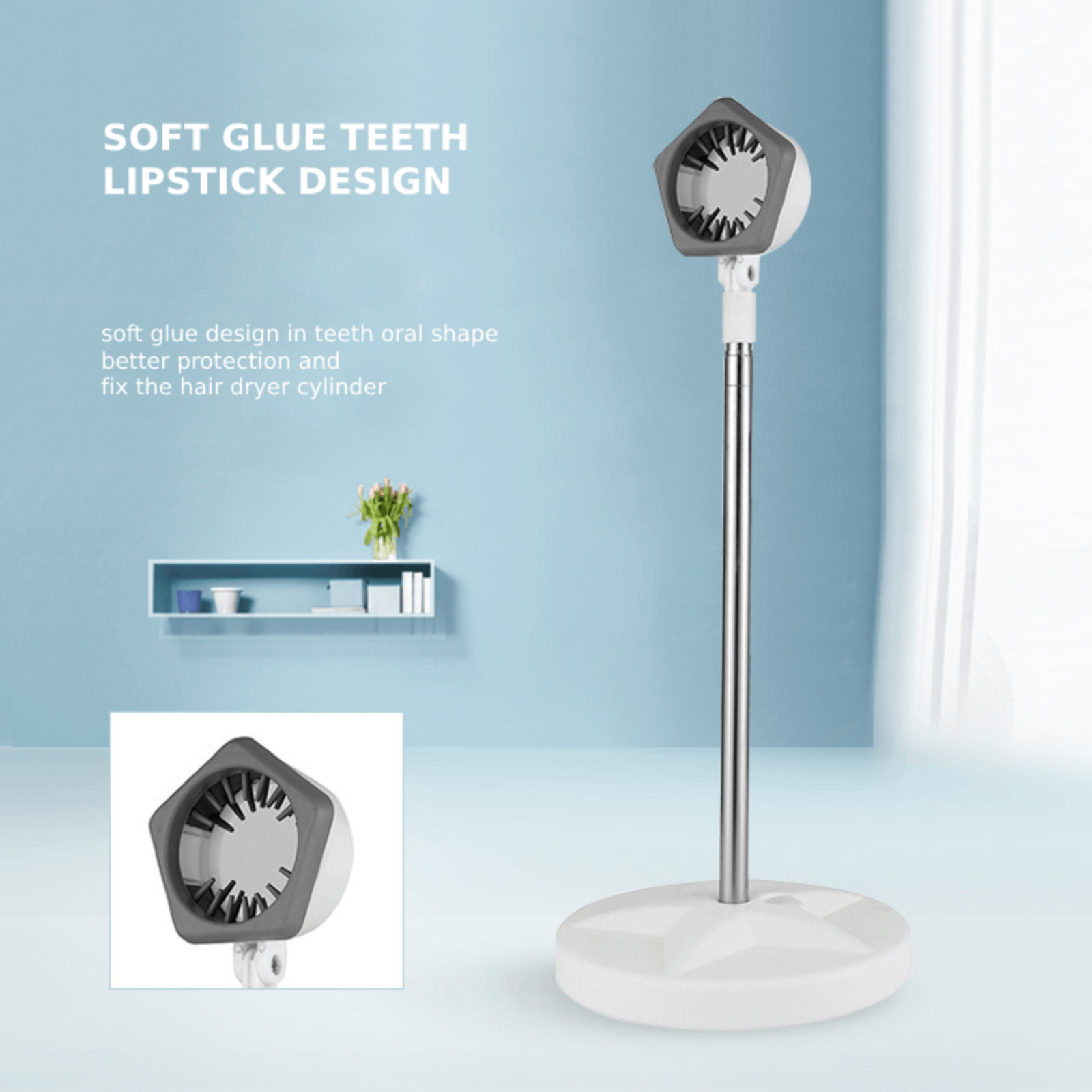 Adjustable Hair Dryer Holder Floor Type Stand Hands Free Floor Bracket Vertical Hair Dryer Lazy Stand For Bathroom Washroom