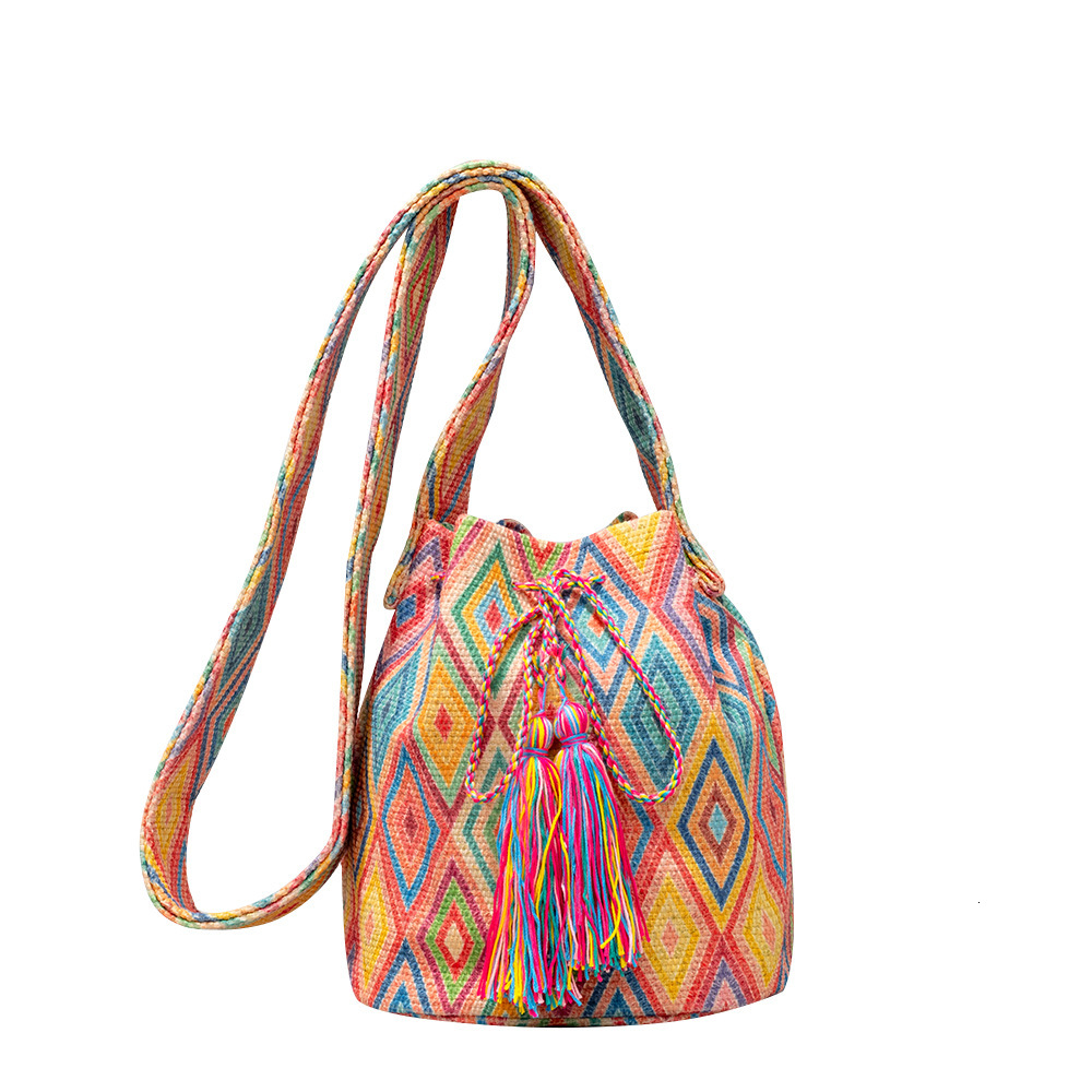 Free Shipping Designer Bucket Bag Bohemian Ethnic Style Women's Canvas Bag Printed New Canvas Commuting Bag