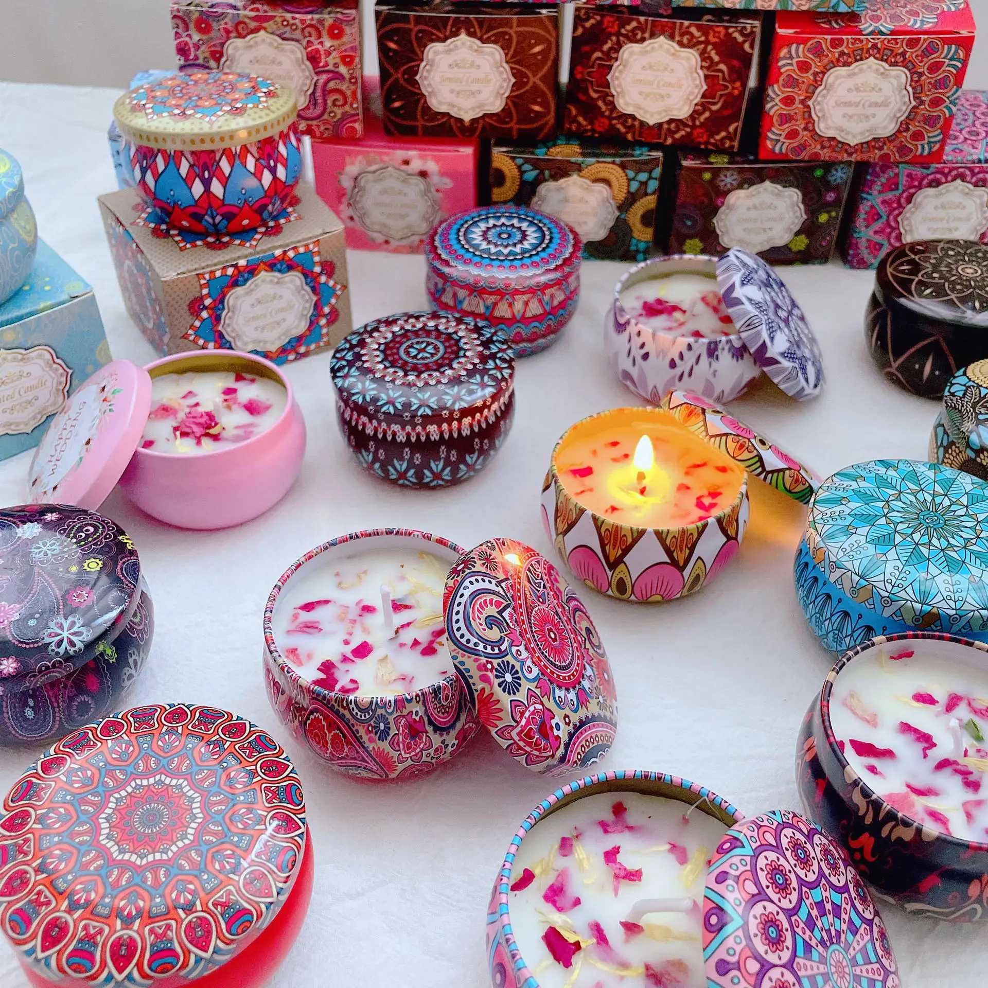 Soybean wax dried flower scented candle?Wedding companion gift birthday gift floral fragrance incense candle W250704