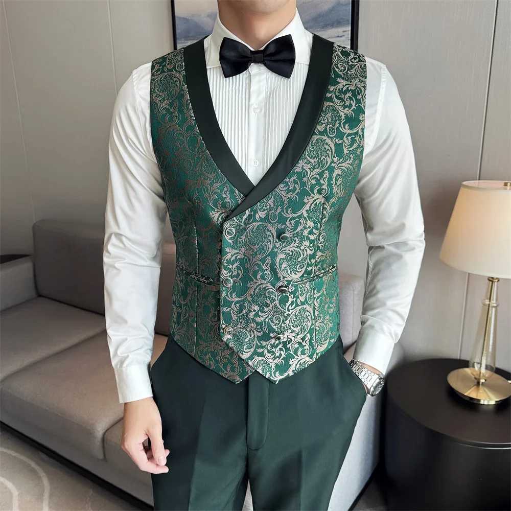 Green Mens Suit 3-Piece Wedding Party Dress Jacket with Vest Trousers Asian Size Slim Men Sets Beige Black Blue Available X250704