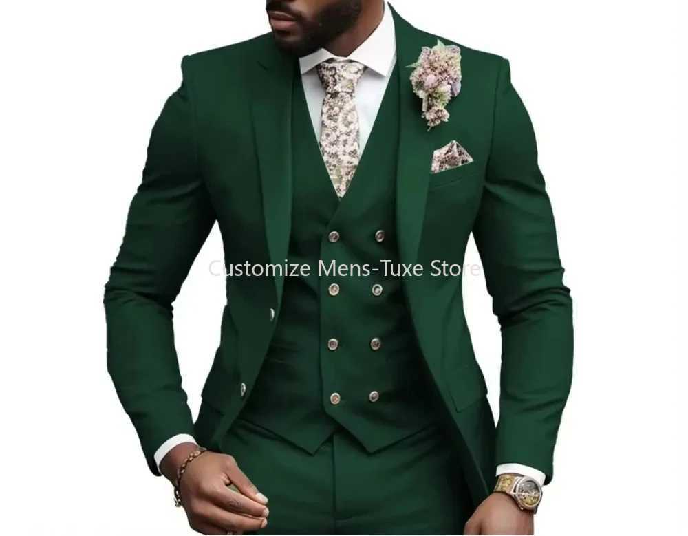 Latest Men Suits 3 Pieces Set Formal Business Slim Fit Suit for Men Wedding Groom Prom Tuxedos Luxury Men Dress Coat Vest Pants X250704