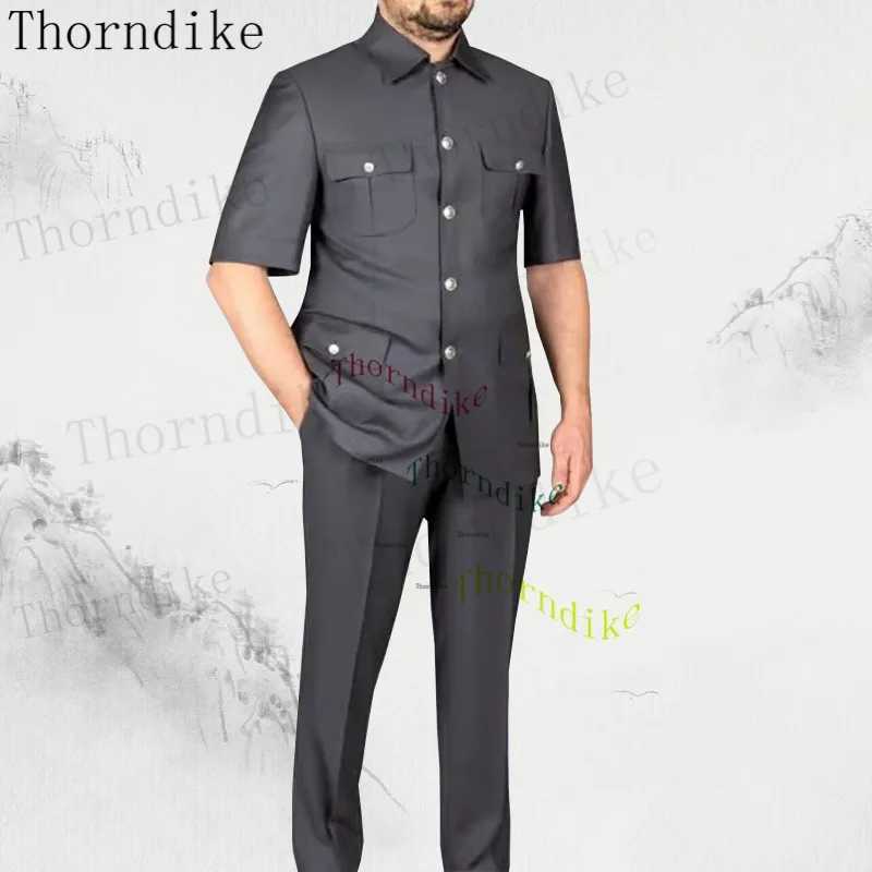 Thorndike Tailor-Made Men Suit 2 Pieces Classic Dark Gray Wedding Suit For Men 2023 Slim Fit Groom Tuxedos Costume Mariage Homme X250704
