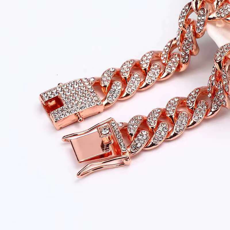 Mens Womens 12MM Miami Cuban Link Bracelet Hip Hop Style Iced Out with Full CZ Prong Diamond Gold Plated for Parties Gifts