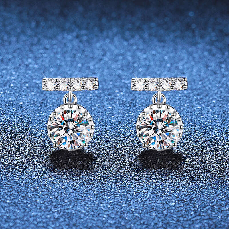 Weizi S925 Pure S925ier for Women S925mall TaS925S925el Round D Color 1 caratS925 MoiS925S925anite EarringS925 afb