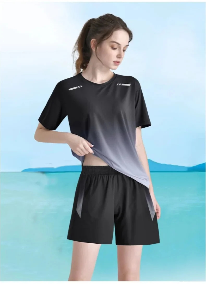 Activewear suit Womens summer running shorts T-shirt Yoga thin badminton wear loose fitness wear 250704
