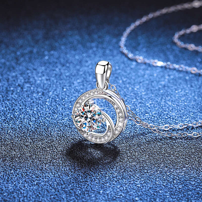 S925 Pure S925ier MobiuS925 Pendant 1 caratS925 Plated PT950 D Color MoiS925S925anite Necklace ccf