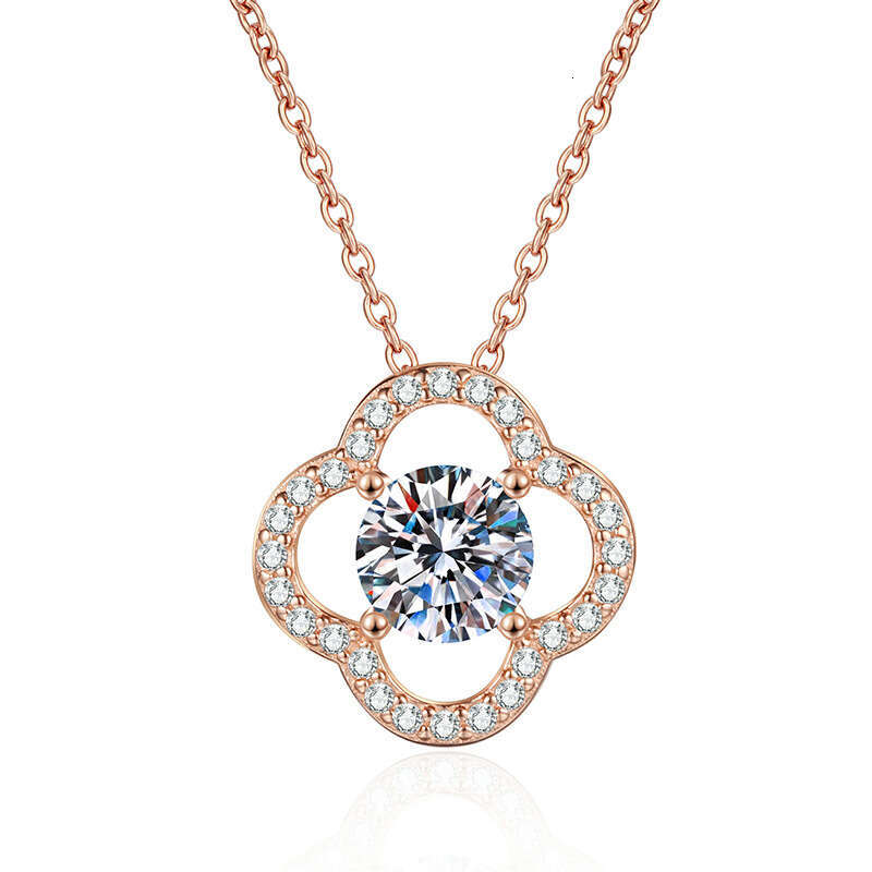 S925 S925terling S925ier Pendant Women S925imple FaS925hion Four-Leaf Clover 1 caratS925 D Color MoiS925S925anite Necklace e4c