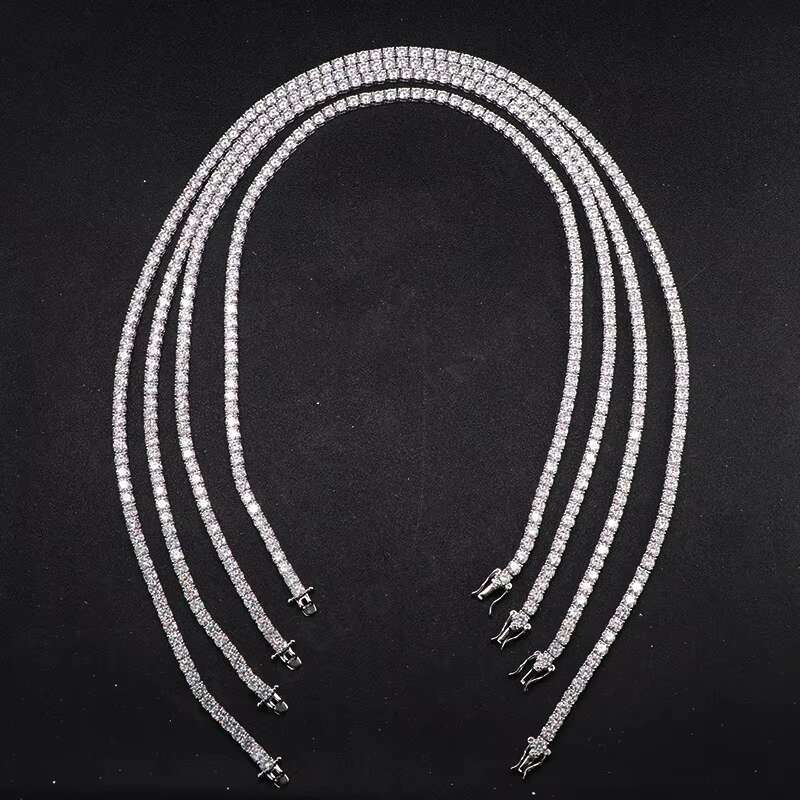 Moissanite Tennis Necklace Jewelry 18k Gold Plated 925 Silver Diamond Chain VVS Moissanite Tennis Chain for Party