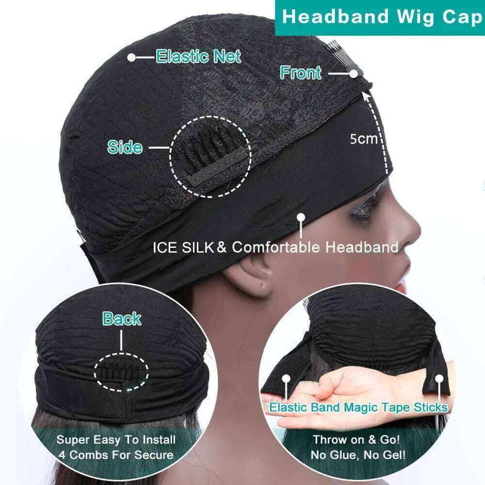 Kinky Wigs Remy Ready To Wear Brazilian Yaki Straight Headband Human Hair Wig for Women