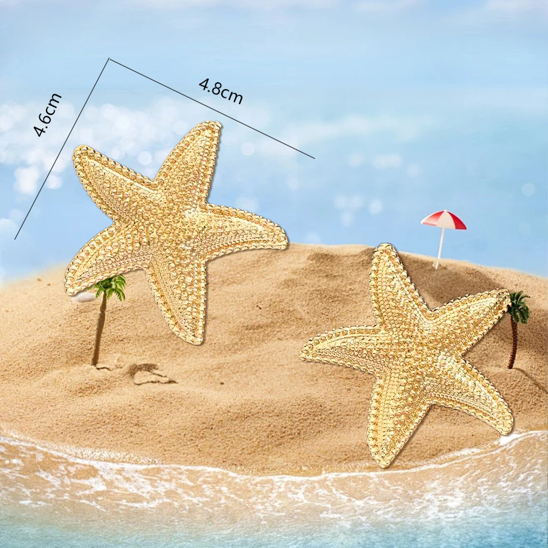 New Ocean Style Series Jewelry Set Fashion Personality Pentagram Texture Earrings Starfish Ring