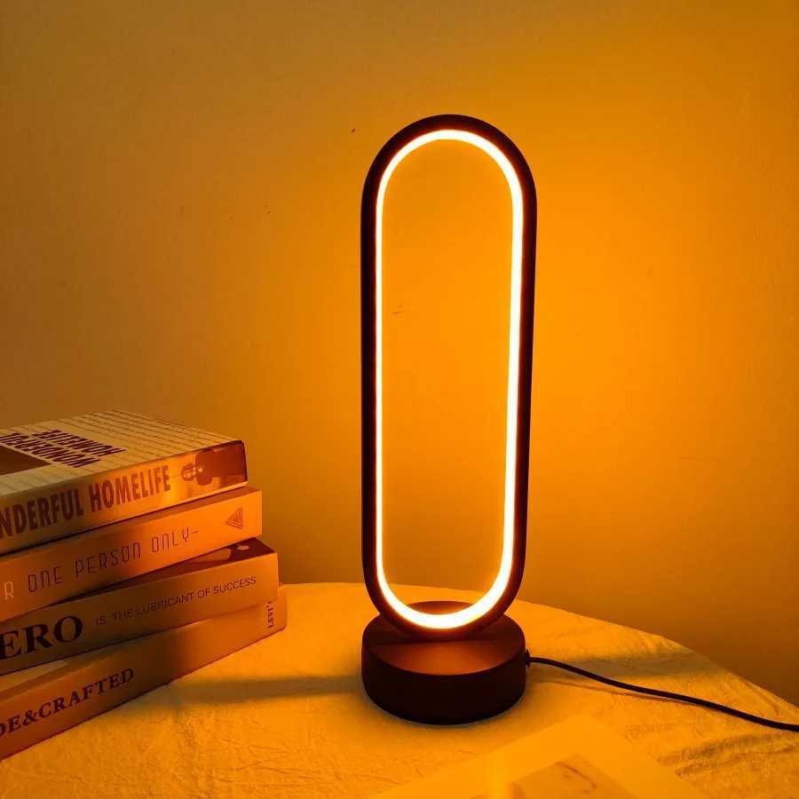 1PC Bedroom Lamp Ring Lamp Living Room Three-color Dimming Bedside Lamp LED Night Light XJ250703