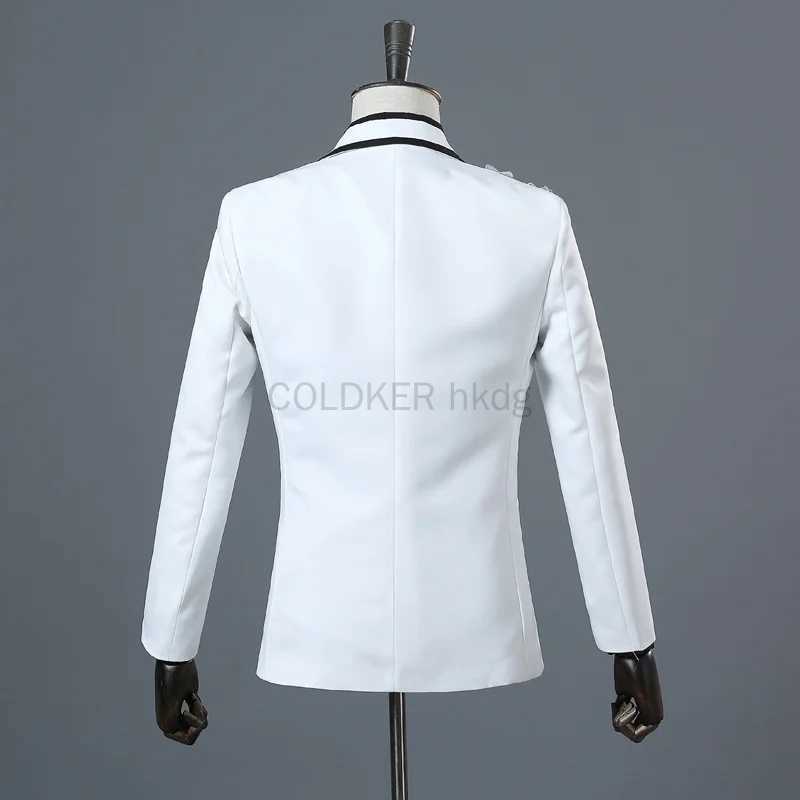 COLDKER Elegant Appliqued Mens Suits Slim Fit 2 Piece Formal Tuxedo Suits Blazer Pants with Bow Tie for Wedding Prom X250704