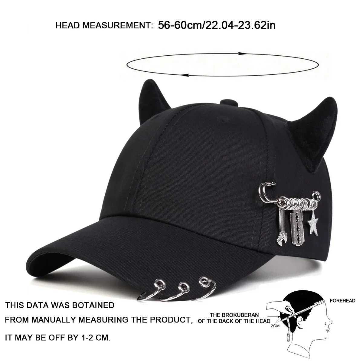 Unisex Cow Horn Baseball Cap - Iron Ring Adjustable Sun Hat for Spring Autumn Outdoor Casual Sunscreen Hat X250704