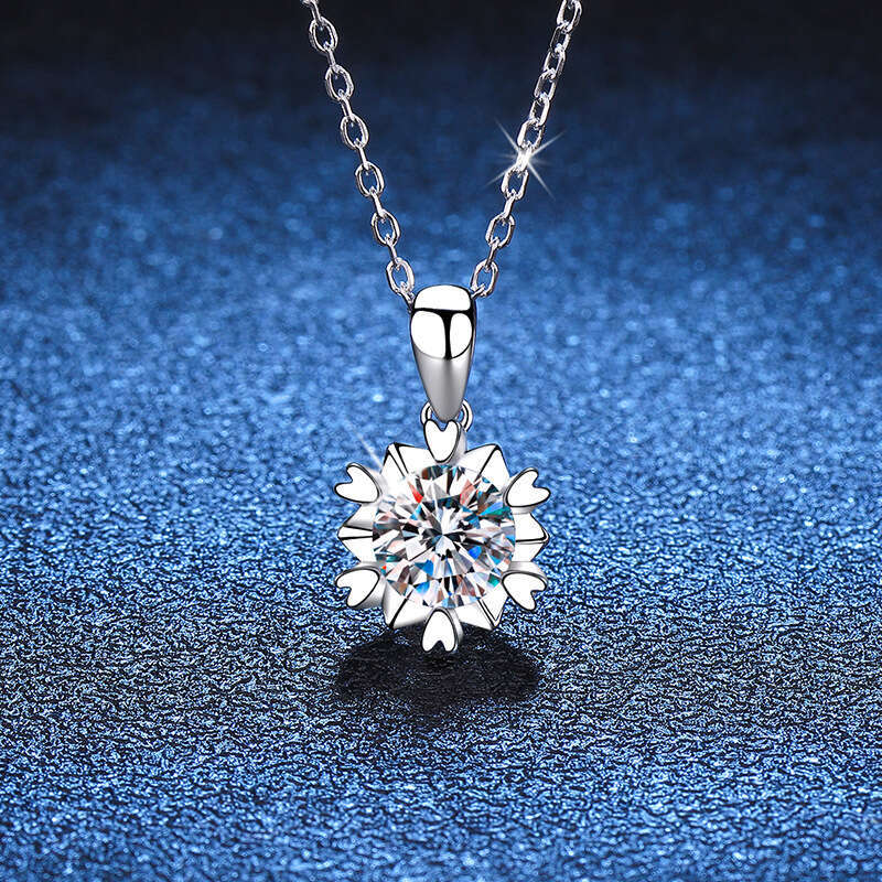 S925 Pure S925ier ClaS925S925ic S925nowflake Pendant S925imple FaS925hion D Color 1 caratS925 MoiS925S925anite Necklace 2d5