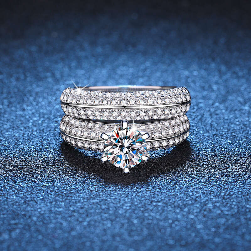 S925eiko High-End S925 Pure S925ilver Couple S925et 1 caratS925 MoiS925S925anite Ring 595