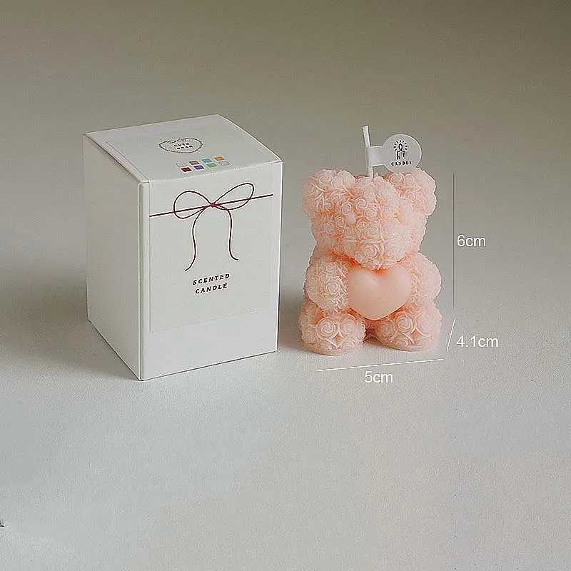 Personalized Candles Gift Guests Aromatic Candles Romantic Rose Bear Candle for Candlelight Dinner W250704