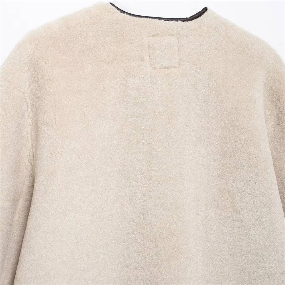 2024 Autumn New Women's Casual Fashion Slim Fit Commuting Versatile Design With Rope Knot Decoration Fur Coat